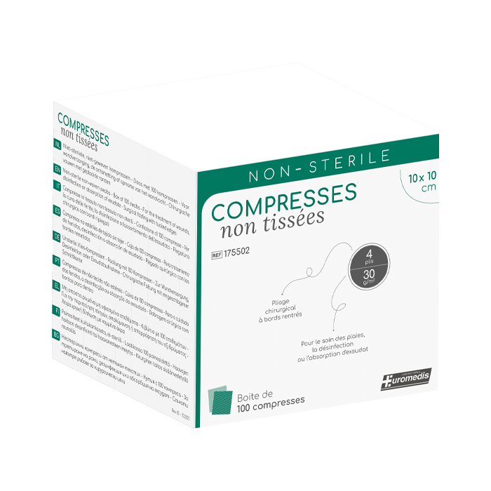Compresse en non-tissé non stérile - 30g/m²- 10 x 10 cm