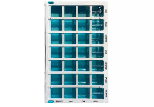 Pilulier hebdo hospitalier français bleu