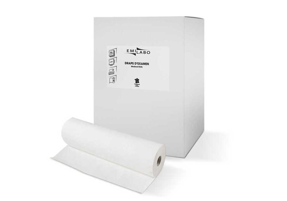 Drap examen emilabo lisse blanc 2 plis 50x35 300 fts