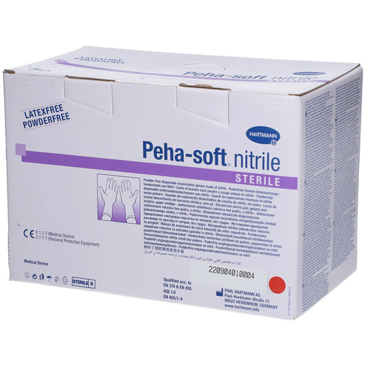 Gants d'examen Nitrile sans poudre STERILE : Peha Soft HARTMANN - Bte 50