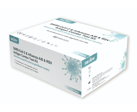 Test antigénique Combo 3 en 1 – VRS/Grippe/Covid – SEJOY Boîte de 25 tests
