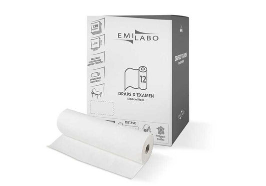 Drap examen emilabo lisse blanc 2 plis 50x35 135 fts