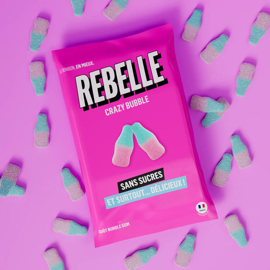 Bonbons REBELLE Crazy bubble sans sucre (avec gélatinede boeuf)