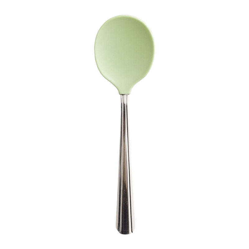 Cuillère caoutchoutée ronde courte verte