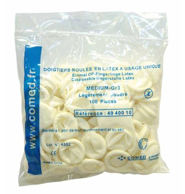 DOIGTIER 1 DOIGT ROULE MOYEN NON STERILE EN LATEX