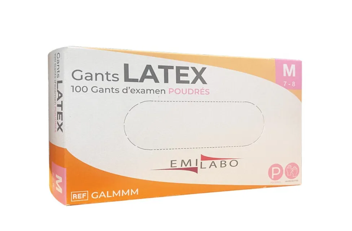GANTS EXAMEN LATEX POUDRE EMILABO