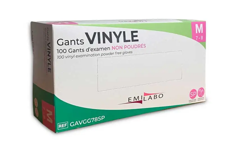 GANTS VINYLE SANS POUDRE EMILABO