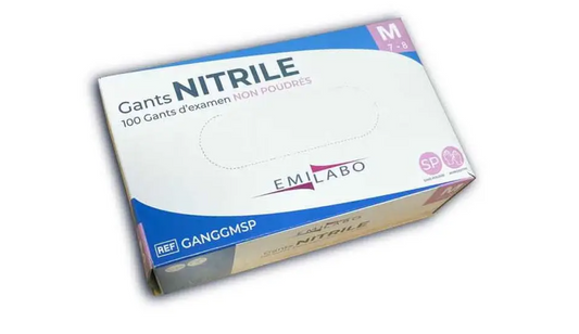 GANTS NITRILE BLEU SANS POUDRE EMILABO