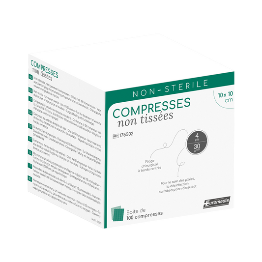 Compresse en non-tissé non stérile - 30g/m²- 10 x 10 cm