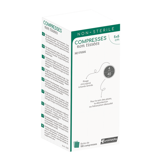Compresse en non-tissé non stérile - 40g/m² -5x 5 cm
