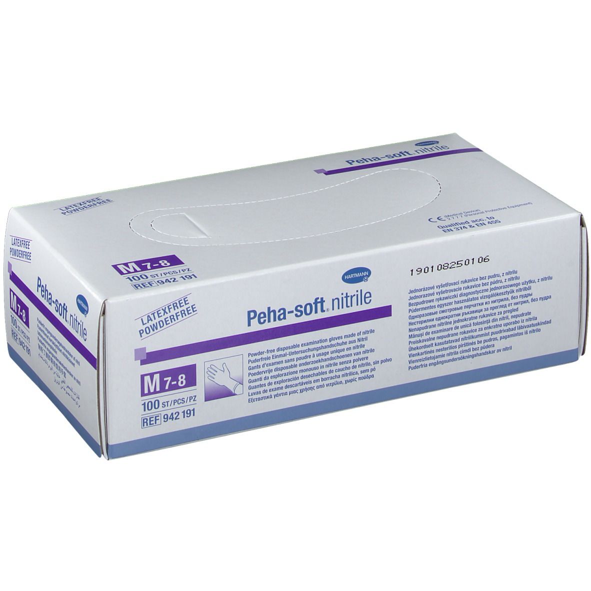 Gants d'examen Nitrile blanc sans poudre non stérile : Peha Soft HARTMANN - Bte 100