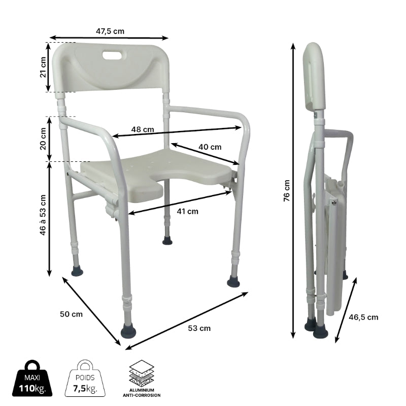 Chaise de douche pliable Tobago