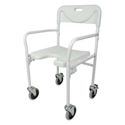 Chaise de douche pliable Tobago à roulettes