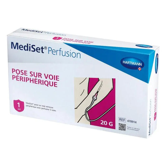 MediSet®  pose sur voie veineuse périphérique avec perfuseur 3 voies