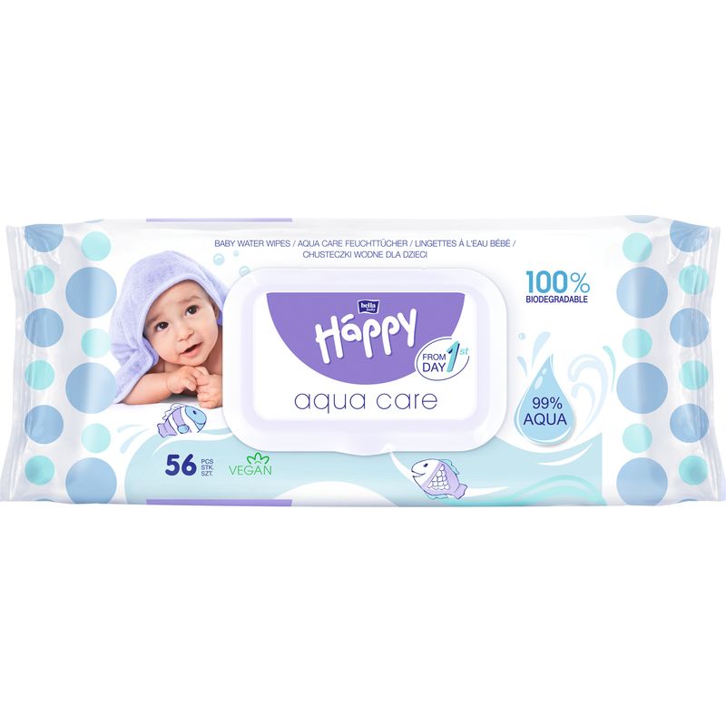 Lingettes Aqua Care Happy - sachet de 56