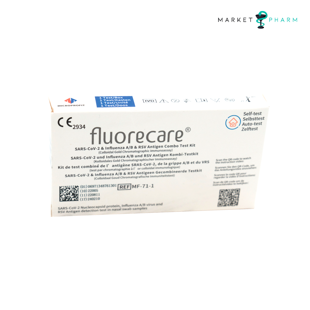 Autotest Combo 3 en 1 – VRS/Grippe/Covid 19 – FLUORECARE Boîte unitaire